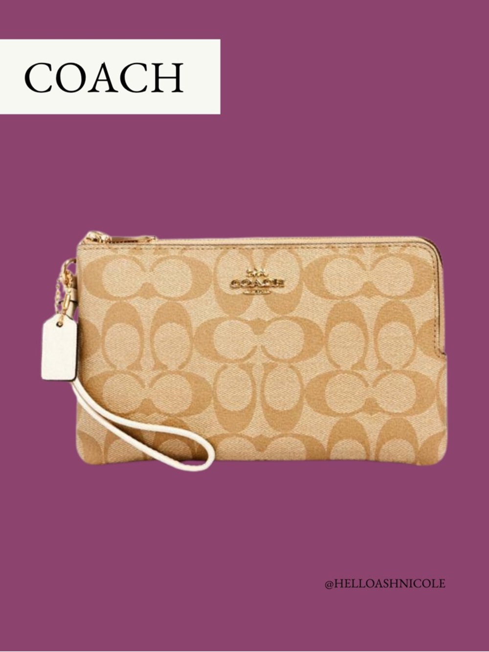 COACH Women’s Double Zip Wallet in Signature Canvas Khaki